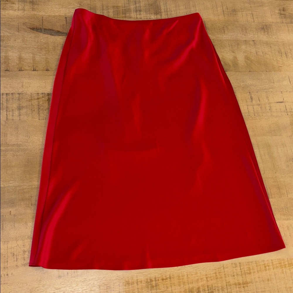 J Crew Factory Red Bias Slip Skirt Size Large - Picture 2 of 5
